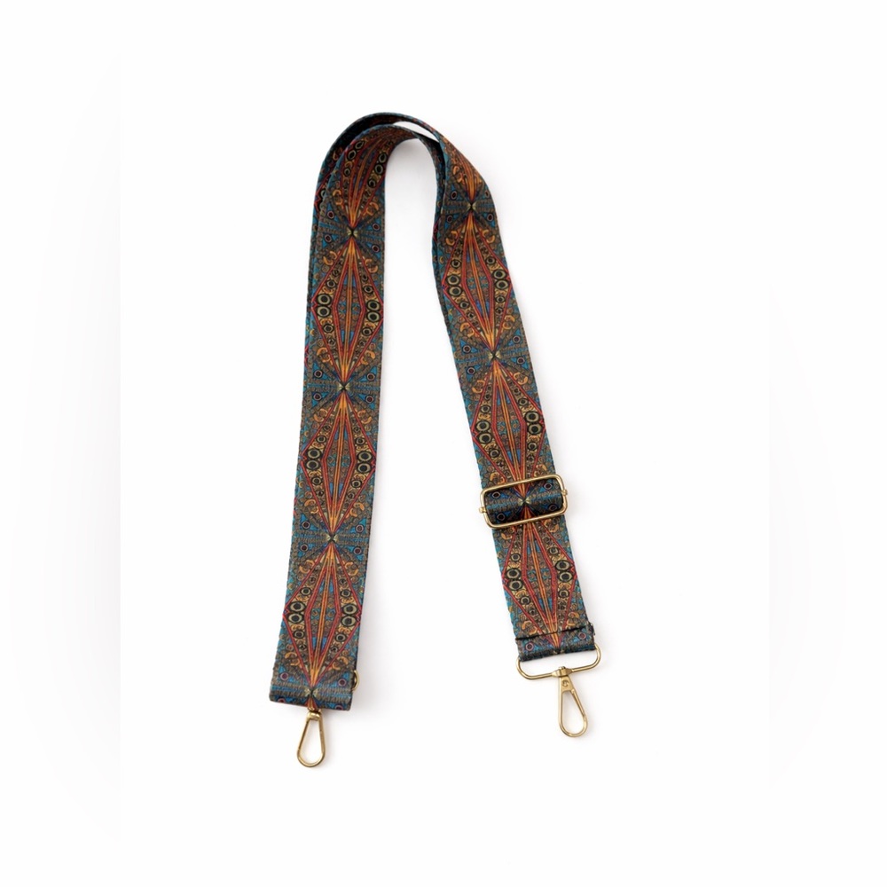 CROSSBODY Strap Accessory Multicolored  Boho Teal and Gold NEW